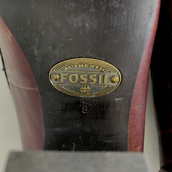 FOSSIL Dark Brown Oxford Lace Up Leather Booties EXC Sz 8 - Picture 12 of 14